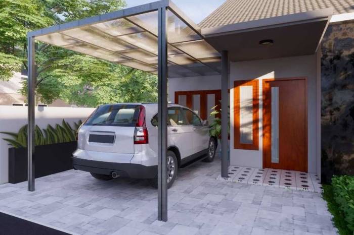 Carport batu alam minimalis