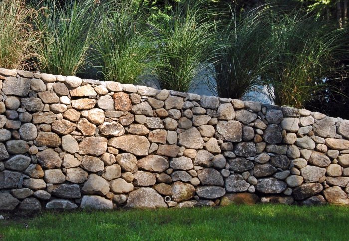 Retaining fieldstone terraced